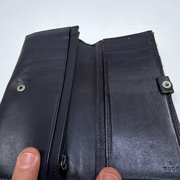 Gucci Continental Flap Black GG Monogram Canvas Leather Wall - Picture 5 of 8